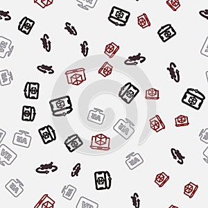 Set line 3d modeling, 360 degree view, Virtual reality and on seamless pattern. Vector