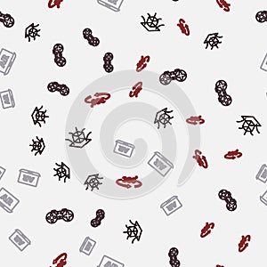 Set line 3d modeling, Gamepad, Augmented reality AR and 360 degree view on seamless pattern. Vector