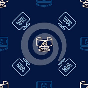 Set line 3d modeling, Virtual reality and 360 degree view on seamless pattern. Vector