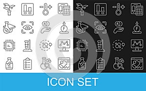 Set line Data visualisation, Genetic engineering, Force of physic formula, Thermometer, Eye scan, Graduation cap, Plant