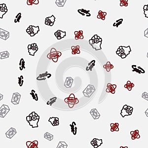 Set line 360 degree view, Virtual reality glasses, 3d modeling and on seamless pattern. Vector