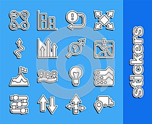 Set line Delivery tracking, Graph, chart, diagram, Intersection point, Arrow, Pie infographic, Infographic element and