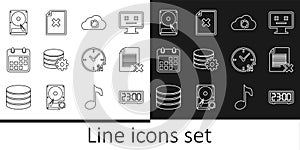 Set line Digital alarm clock, Delete file document, Cloud sync refresh, Setting database server, Calendar, Hard disk