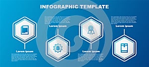 Set line Document, Gear with dollar symbol, Medal star and Envelope. Business infographic template. Vector