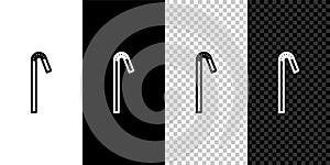 Set line Drinking plastic straw icon isolated on black and white background. Vector Illustration