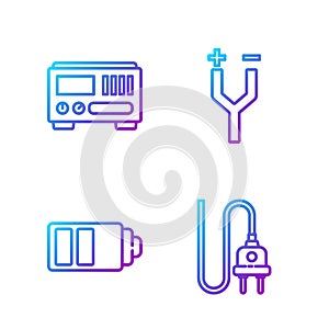 Set line Electric plug, Battery charge level indicator, Electrical measuring instruments and Electric cable. Gradient