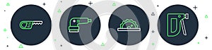 Set line Electric sander, circular saw, Reciprocating and Construction stapler icon. Vector