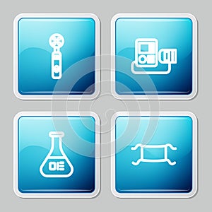 Set line Electric toothbrush, Blood pressure, Test tube and flask and Medical protective mask icon. Vector