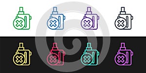 Set line Electronic cigarette icon isolated on black and white background. Vape smoking tool. Vaporizer Device. Vector