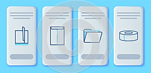 Set line Envelope, Document folder, File document and Scotch icon. Vector