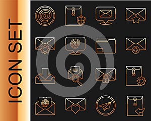 Set line Envelope, setting, Received message concept, Speech bubble with envelope, Mail and e-mail speech, and Document photo