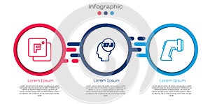 Set line Fahrenheit, High human body temperature and Digital thermometer. Business infographic template. Vector