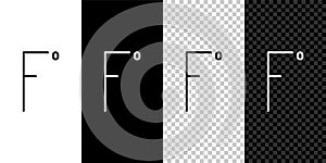 Set line Fahrenheit icon isolated on black and white background. Vector Illustration