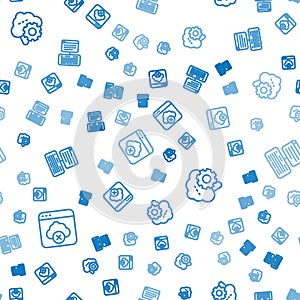 Set line Failed access cloud storage, Cloud technology data transfer and Server, Data, Web Hosting on seamless pattern