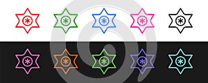 Set line Falling star icon isolated on black and white background. Meteoroid, meteorite, comet, asteroid, star icon