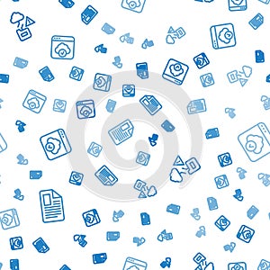 Set line File document, Cloud technology data transfer and on seamless pattern. Vector