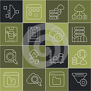 Set line Filter setting, Network cloud connection, Server, Data, Web Hosting, report, and Cloud technology data transfer