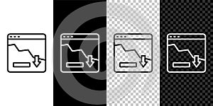 Set line Financial growth decrease icon isolated on black and white, transparent background. Increasing revenue. Vector