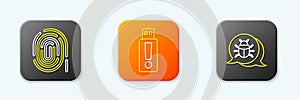 Set line Fingerprint, USB flash drive and System bug icon. Vector
