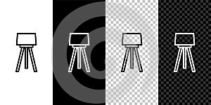 Set line Floor lamp icon isolated on black and white,transparent background. Vector