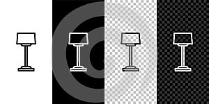 Set line Floor lamp icon isolated on black and white,transparent background. Vector