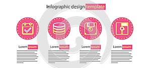Set line Floppy disk, in the 5.25-inch, Database and Calendar with check mark icon. Vector