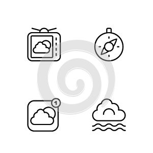 Set line Fog and cloud, Weather forecast app, and Compass icon. Vector