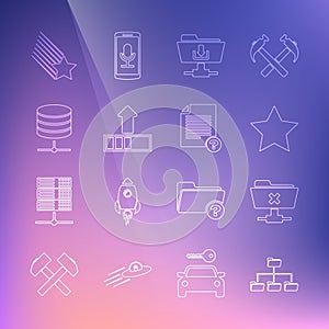 Set line Folder tree, FTP cancel operation, Star, folder download, Loading, Server, Data, Web Hosting, Falling star and
