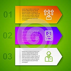 Set line Football or soccer player, card and commentator. Business infographic template. Vector