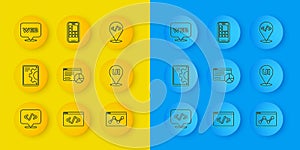 Set line Front end development, Web, Website statistic, UI or UX design, and graphic, and Mobile Apps icon. Vector