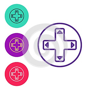 Set line Game controller or joystick for game console icon isolated on white background. Set icons colorful. Vector
