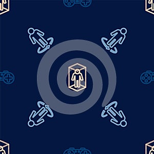 Set line Gamepad, 3d modeling and on seamless pattern. Vector