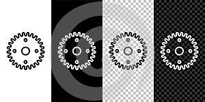 Set line Gear icon isolated on black and white background. Cogwheel gear settings sign. Cog symbol. Vector