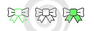 Set line Gift bow icon isolated on white background. Vector