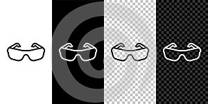 Set line Glasses icon isolated on black and white background. Eyeglass frame symbol. Vector