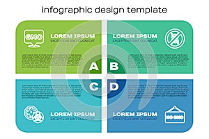 Set line GMO, , No and Stop. Business infographic template. Vector