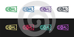 Set line Goal soccer football icon isolated on black and white background. Vector