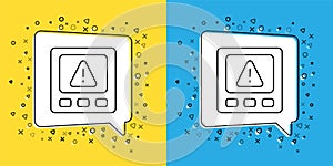 Set line Gps device error icon isolated on yellow and blue background. Vector