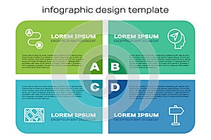 Set line Gps device with map, Route location, Road traffic sign and Map marker human. Business infographic template