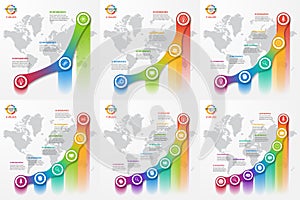 Set of line graph infographic templates for charts and diagrams