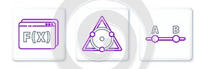 Set line Graph, schedule, chart, diagram, Function mathematical symbol and Triangle icon. Vector