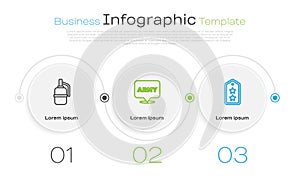 Set line Hand grenade, Military army and rank. Business infographic template. Vector