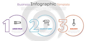 Set line Hand saw, Electric drill machine and Shovel. Business infographic template. Vector