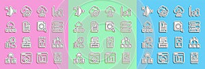 Set line Hard disk drive HDD, Folder tree, Server, Data, Web Hosting, Cloud computing lock, File document, technology