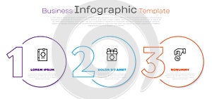 Set line Holy book of Koran, Gift box and Donate pay your zakat. Business infographic template. Vector