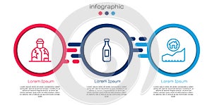 Set line Homeless, Bottle of water and Rising cost housing. Business infographic template. Vector