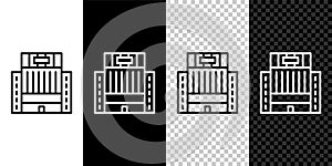 Set line Hotel Ukraina building icon isolated on black and white background. Vector