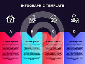 Set line House with dollar, check mark, and Realtor. Business infographic template. Vector