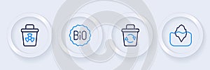 Set line Iceberg, Recycle bin, Banner for bio and Infectious waste icon. Vector