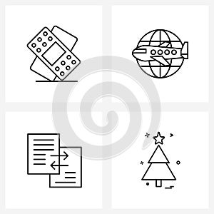 Set of 4 Line Icon Signs and Symbols of tablets; sharing; science; world; transfer photo